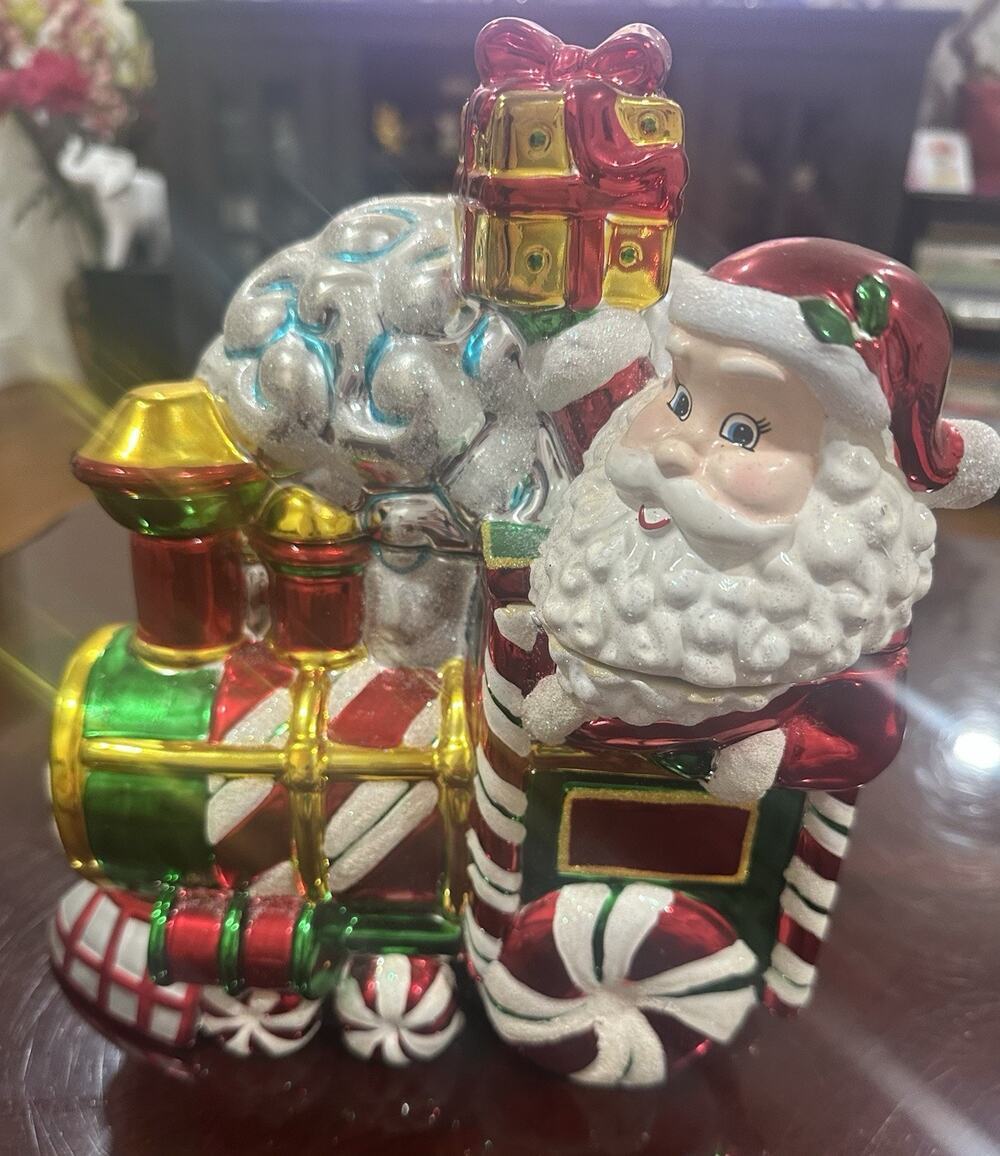 Christopher Radko Cookie Jar Christmas Santa On A Train North Pole Express